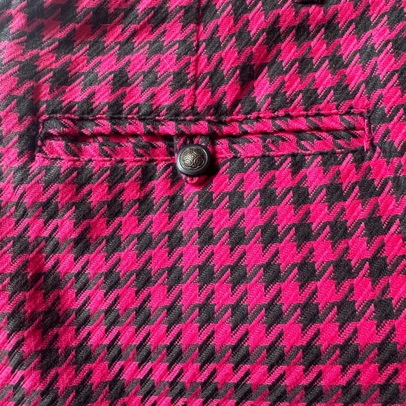 Vintage 1980 GENERRA Houndstooth Trousers Hot Pink Super High Rise Rayon Size 9 - Picture 9 of 13